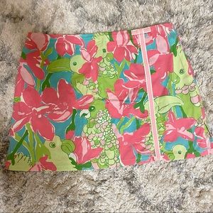 Lilly Pulitzer Skort Pink Green Bird Print 12